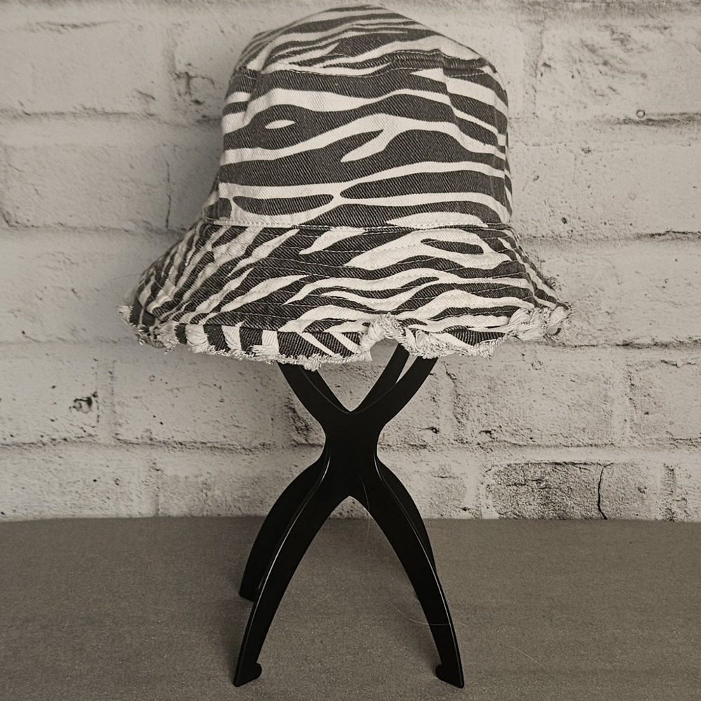 Open Edit Black White Zebra Print Bucket Hat One Size